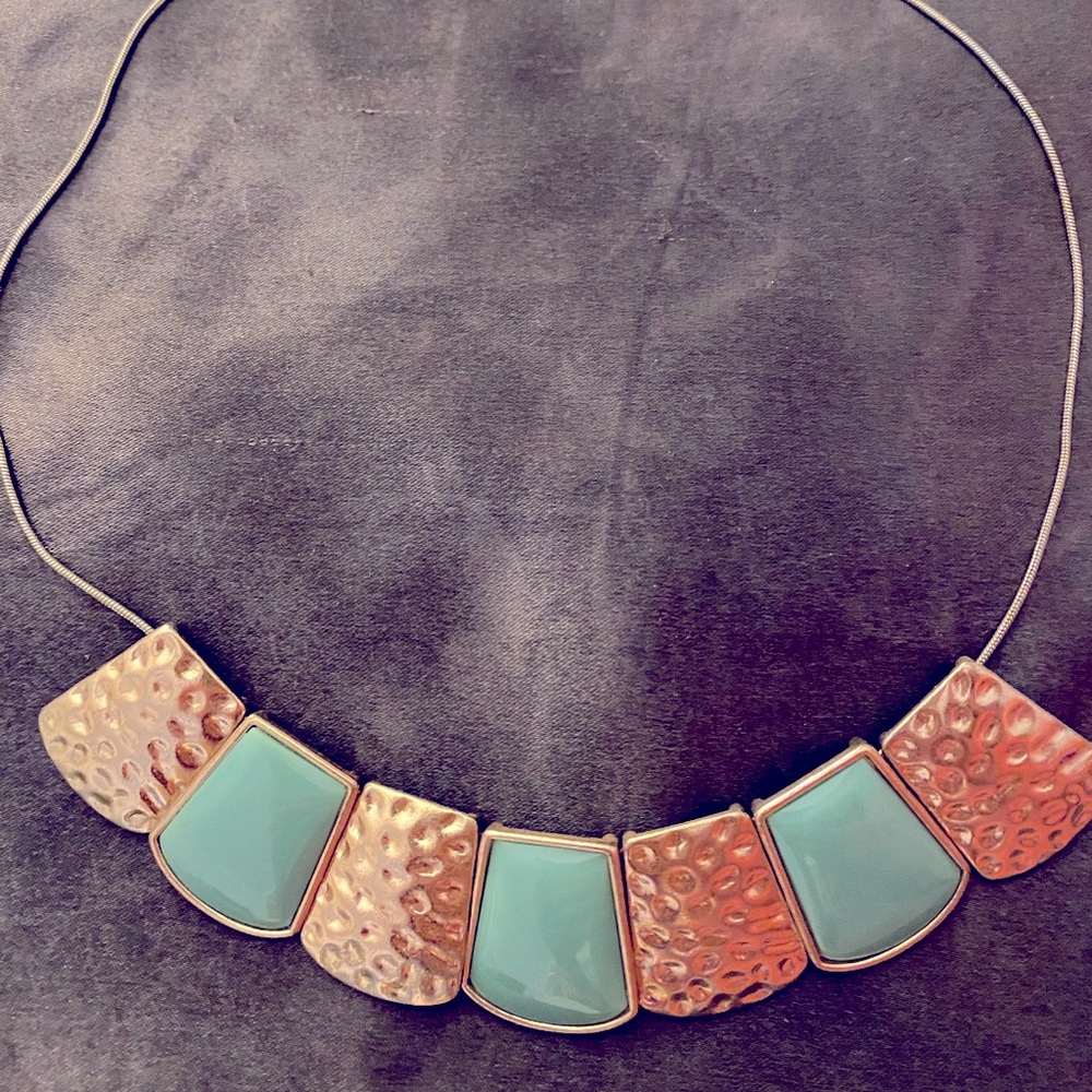 Gold and Teal Statement Necklace